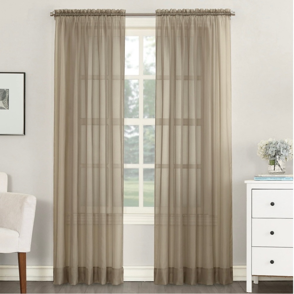 Empire No. 918 Sheer Curtain Panels, 84 in by 54 in; taupe, 2 panels